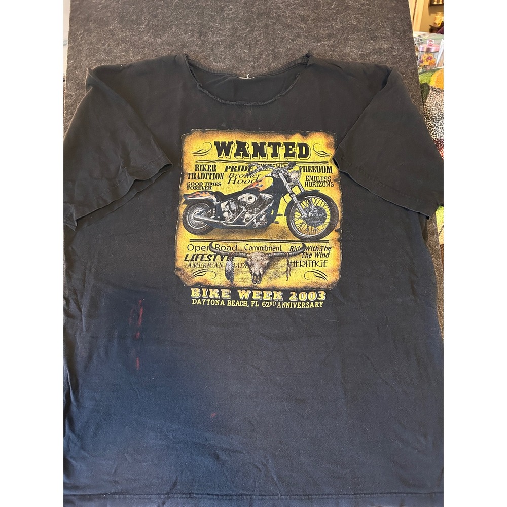 Mens‎ Black Daytona Bike Week 2003 Motorcycle Graphic T Shirt